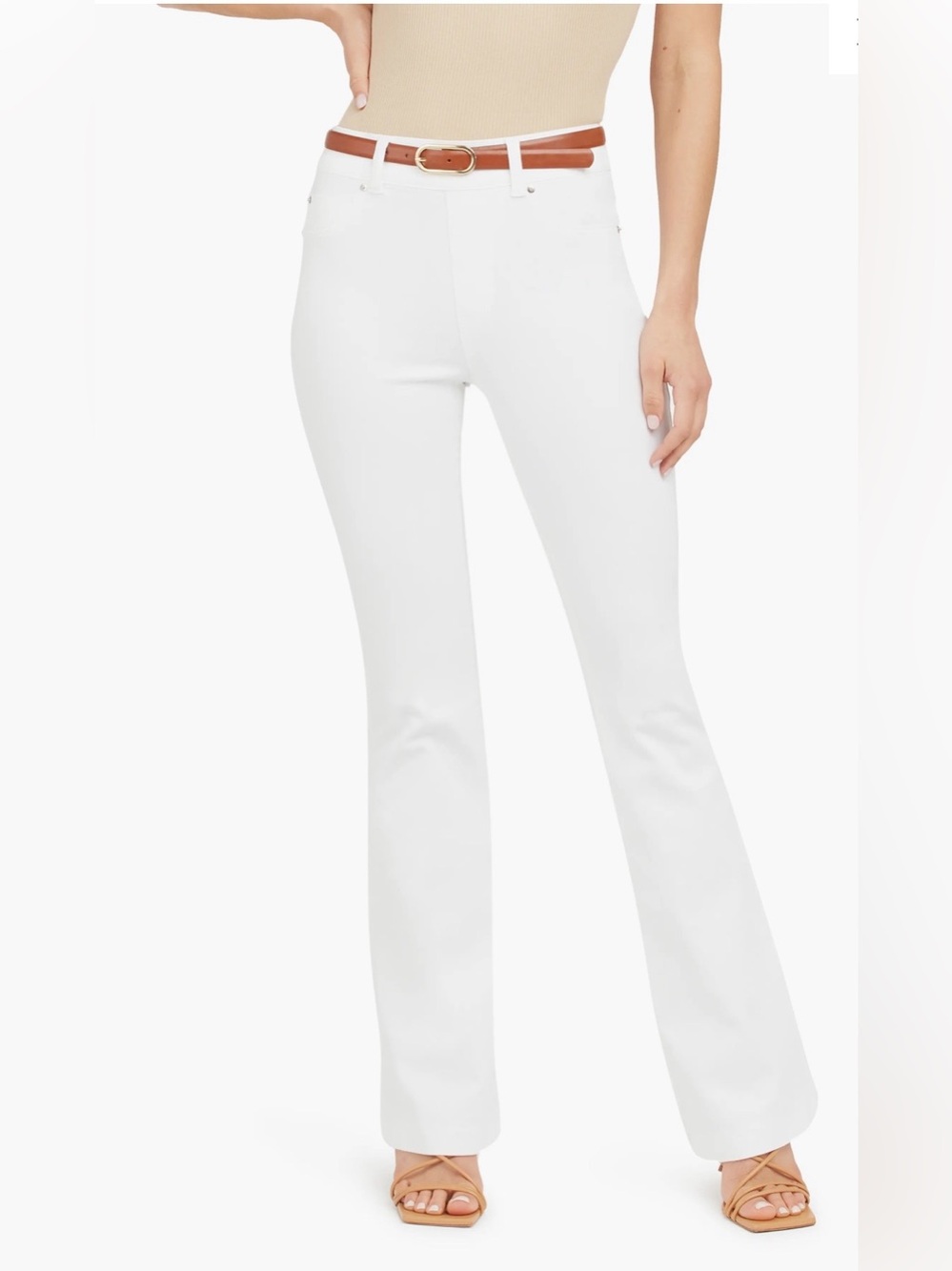 SPANX White Flare Jeans Wide Leg Size XL Minimalist Staple Classic